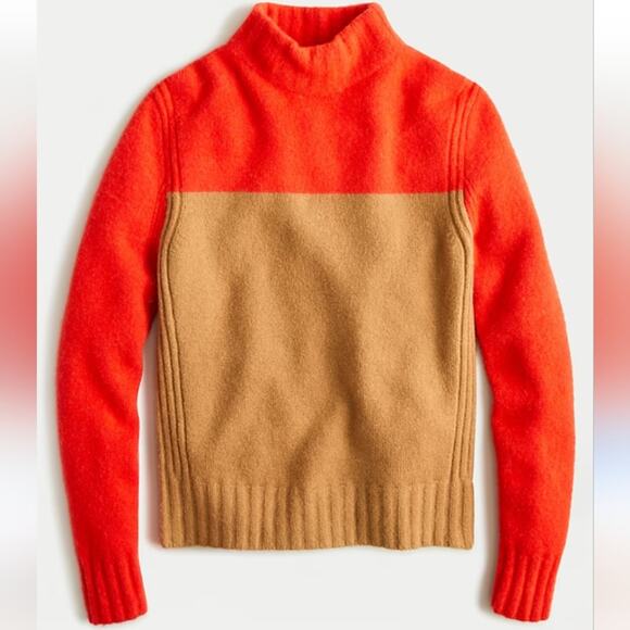 J. Crew Colorblock mockneck sweater in Supersoft Merino Blend Size XS - Picture 1 of 10